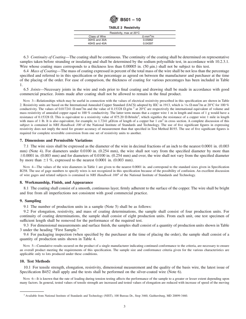 REDLINE ASTM B501-10 - Standard Specification for Silver-Coated, Copper-Clad Steel Wire for Electronic Application