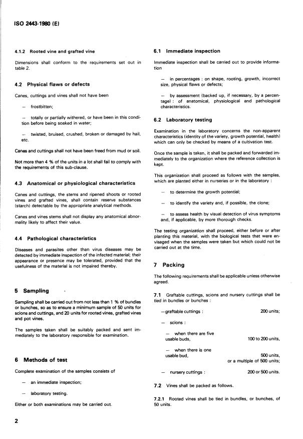 ISO 2443:1980 ISO 2443:1980 - Vines -- Root stock, cuttings, scions and plants -- Specification - Page 4 preview