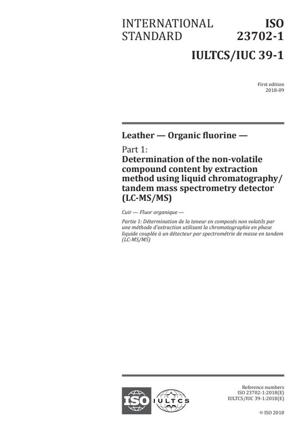 ISO 23702-1:2018 - Leather -- Organic fluorine