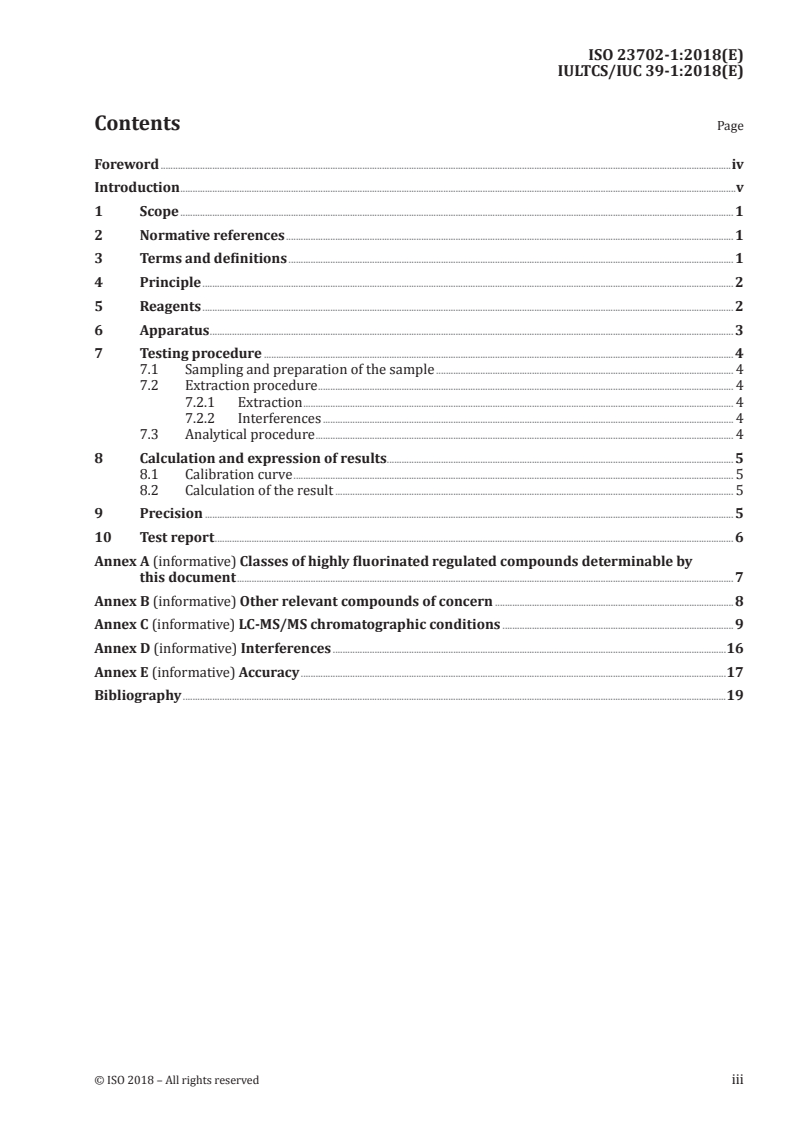 ISO 23702-1:2018 - Leather — Organic fluorine — Part 1: Determination of the non-volatile compound content by extraction method using liquid chromatography/tandem mass spectrometry detector (LC-MS/MS)
Released:10/9/2018