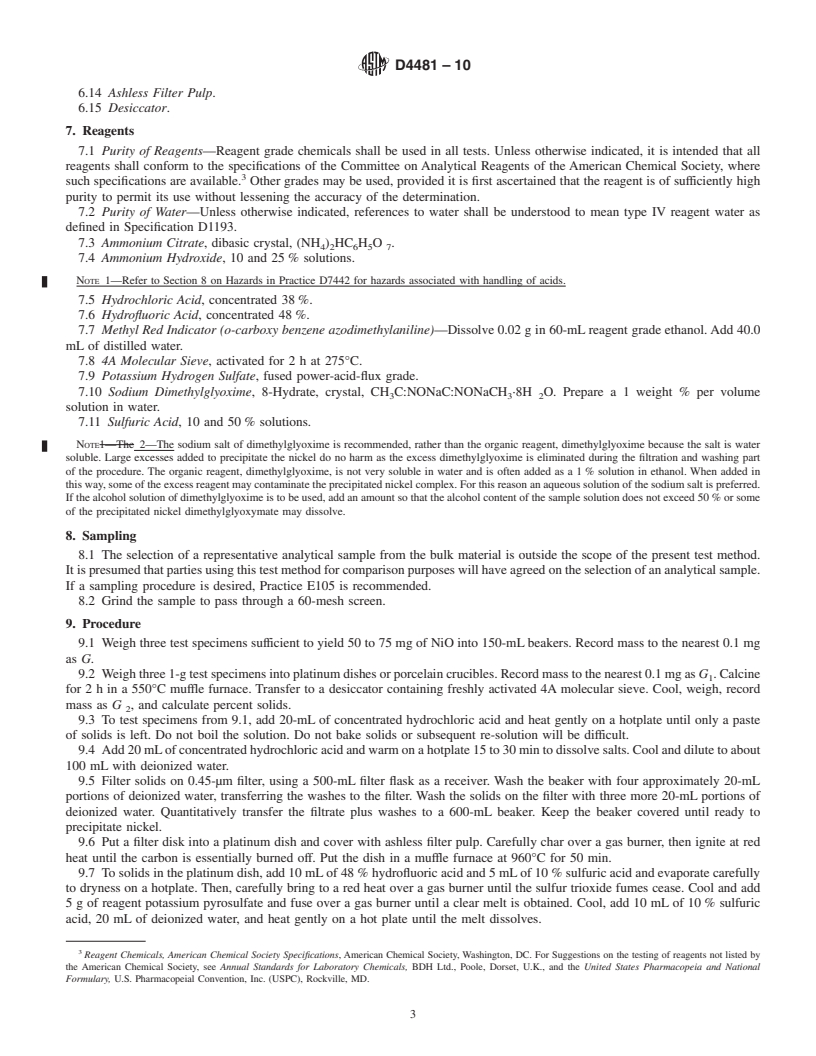 REDLINE ASTM D4481-10 - Standard Test Method for Total Nickel in Fresh Alumina-Base Catalysts