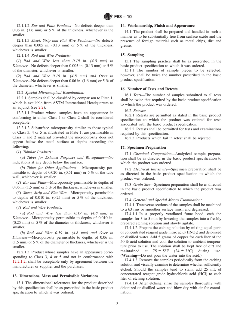 ASTM F68-10 - Standard Specification for Oxygen-Free Copper in Wrought Forms for Electron Devices