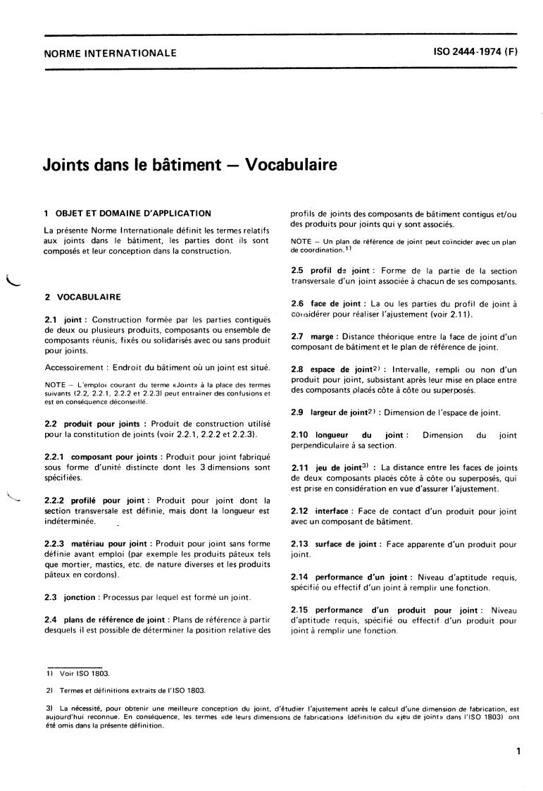 ISO 2444:1974 - Joints in building — Vocabulary
Released:11/1/1974