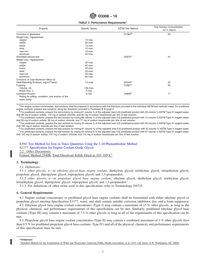 REDLINE ASTM D3306-10 - Standard Specification for Glycol Base Engine Coolant for Automobile and Light-Duty Service