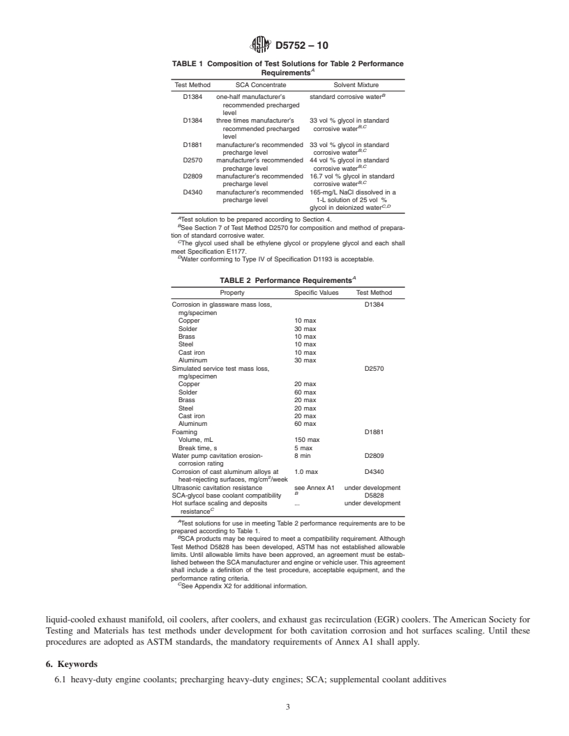 REDLINE ASTM D5752-10 - Standard Specification for Supplemental Coolant Additives (SCAs) for Use in Precharging Coolants for Heavy-Duty Engines