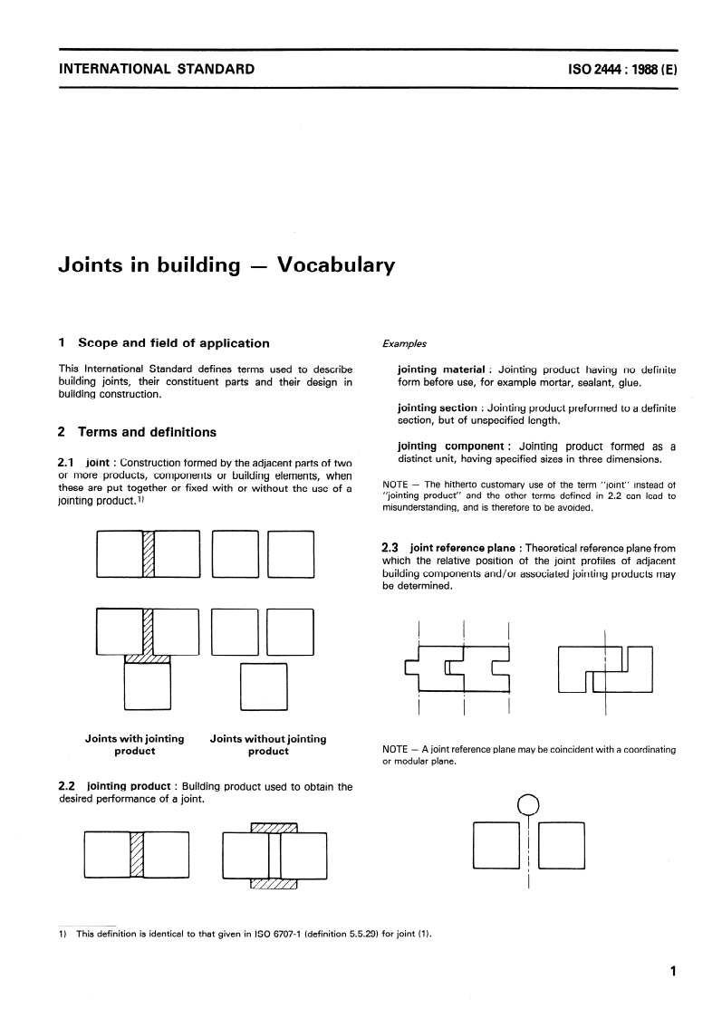 ISO 2444:1988 - Joints in building — Vocabulary
Released:12/15/1988