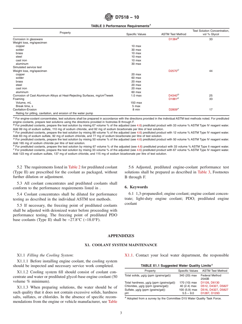 ASTM D7518-10 - Standard Specification for 1,3 Propanediol (PDO) Base Engine Coolant for Automobile and Light-Duty Service