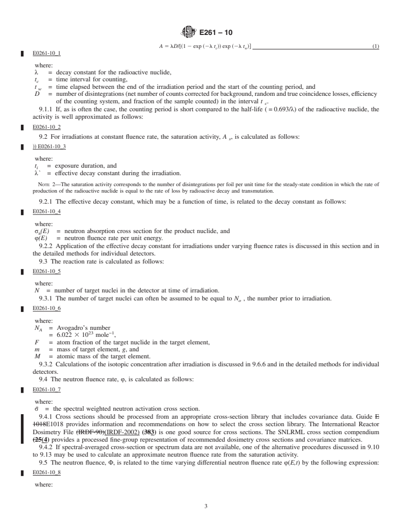 REDLINE ASTM E261-10 - Standard Practice for Determining Neutron Fluence, Fluence Rate, and Spectra by Radioactivation Techniques