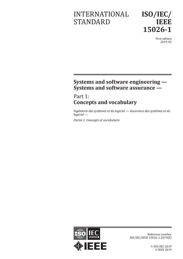 ISO/IEC/IEEE 15026-1:2019 - Systems and software engineering -- Systems and software assurance