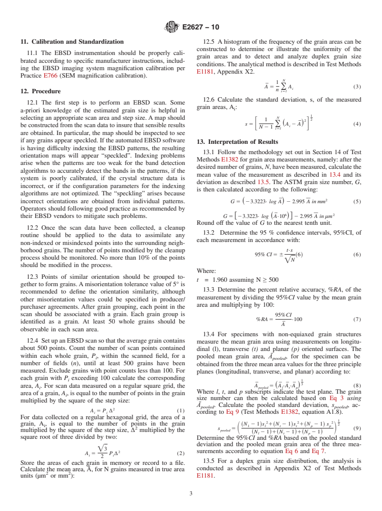 ASTM E2627-10 - Standard Practice for Determining Average Grain Size Using Electron Backscatter Diffraction (EBSD) in Fully Recrystallized Polycrystalline Materials