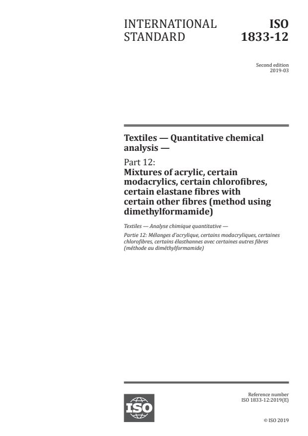 ISO 1833-12:2019 - Textiles -- Quantitative chemical analysis