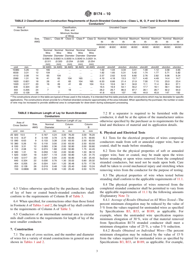 ASTM B174-10 - Standard Specification for Bunch-Stranded Copper Conductors for Electrical Conductors