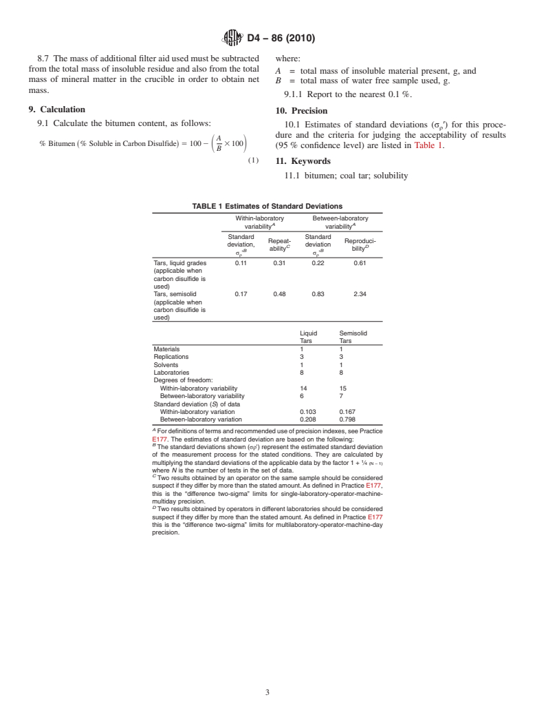 ASTM D4-86(2010) - Standard Test Method for Bitumen Content