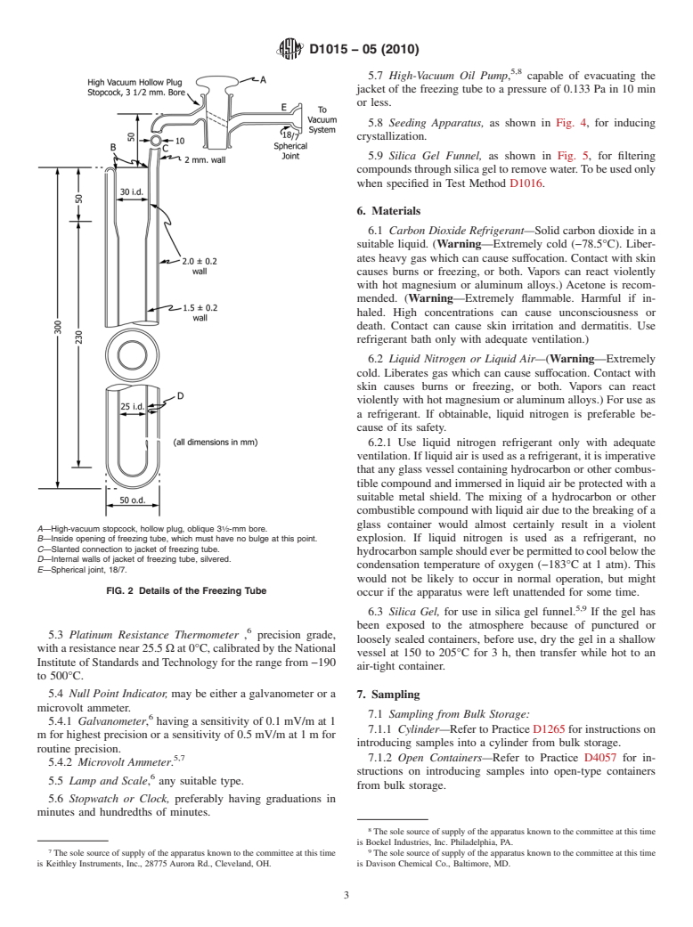 ASTM D1015-05(2010) - Standard Test Method for Freezing Points of High-Purity Hydrocarbons