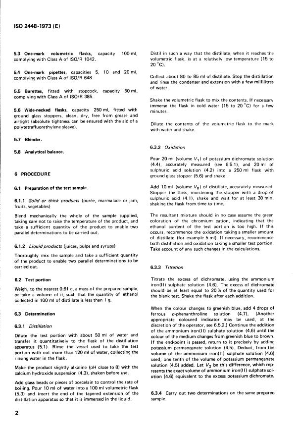 ISO 2448:1973 ISO 2448:1973 - Fruit and vegetable products -- Determination of ethanol - Page 4 preview