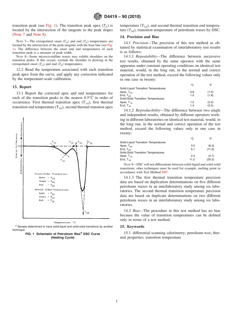 ASTM D4419-90(2010) - Standard Test Method for Measurement of Transition Temperatures of Petroleum Waxes by Differential Scanning Calorimetry (DSC)