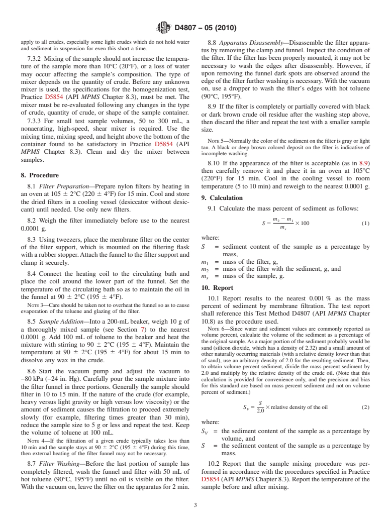 ASTM D4807-05(2010) - Standard Test Method for Sediment in Crude Oil by Membrane Filtration