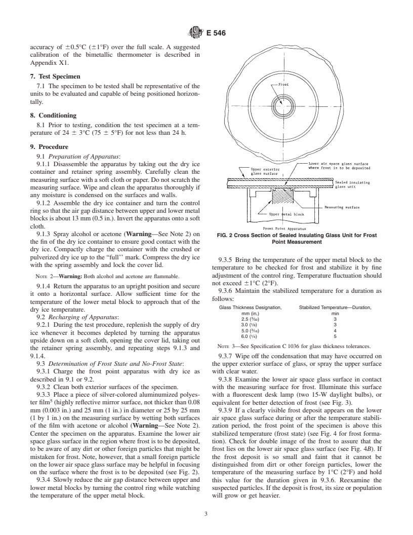 ASTM E546-88(1999)e1 - Standard Test Method for Frost Point of Sealed Insulating Glass Units