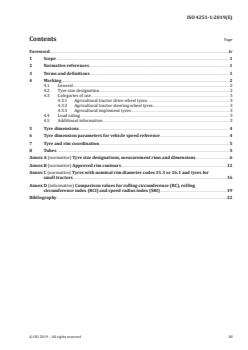 ISO 4251-1:2019 - Code designated diagonal tyres (ply rating marked series) for agricultural tractors, trailers and machines — Part 1: Tyre designation and dimensions, and approved rim contours
Released:7/31/2019 - Page 3 preview