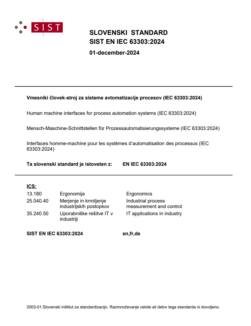 EN IEC 63303:2024 - BARVE