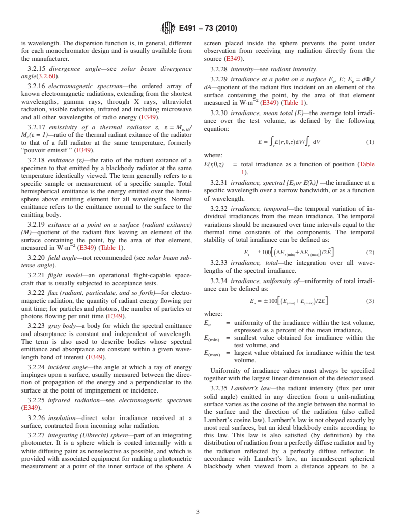 ASTM E491-73(2010) - Standard Practice for Solar Simulation for Thermal Balance Testing of Spacecraft