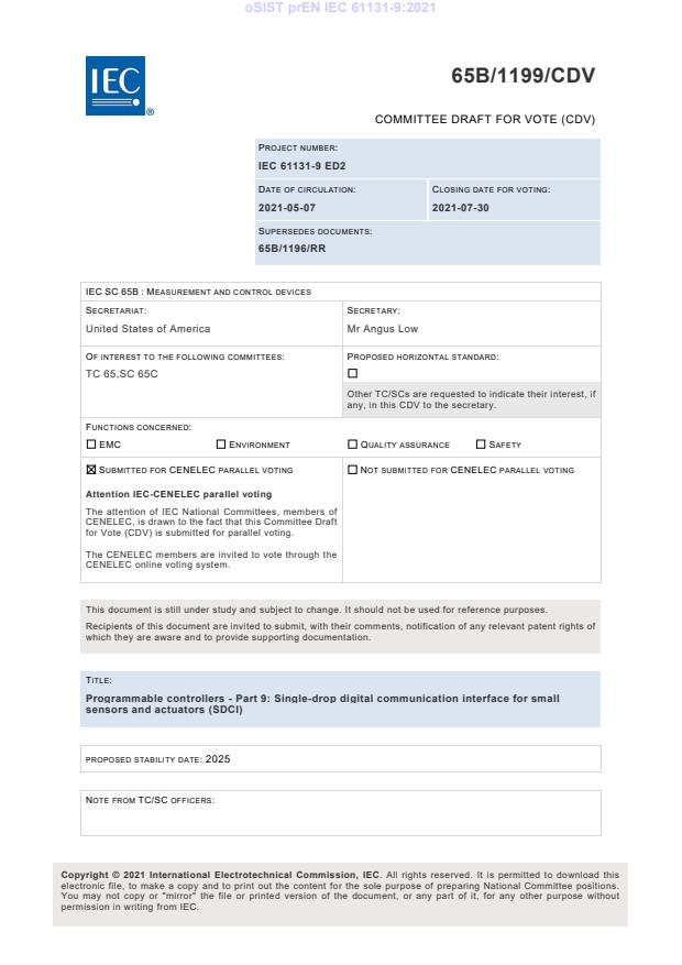 prEN IEC 61131-9:2021 - BARVE