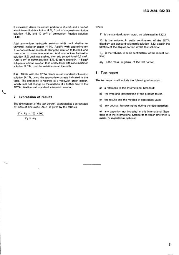 ISO 2454:1982 - Rubber products -- Determination of zinc content -- EDTA titrimetric method