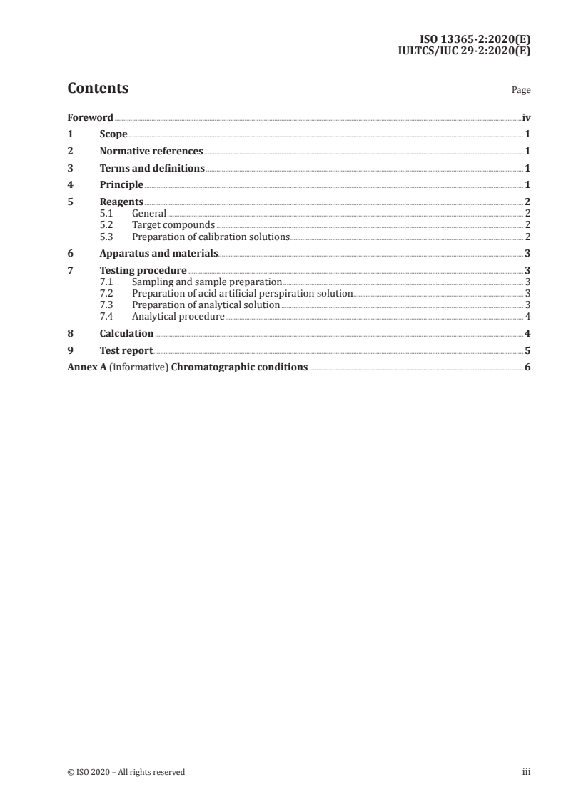 ISO 13365-2:2020 ISO 13365-2:2020 - Leather — Chemical determination of the preservative (TCMTB, PCMC, OPP, OIT) content in leather by liquid chromatography — Part 2: Artificial perspiration extraction method
Released:8/3/2020