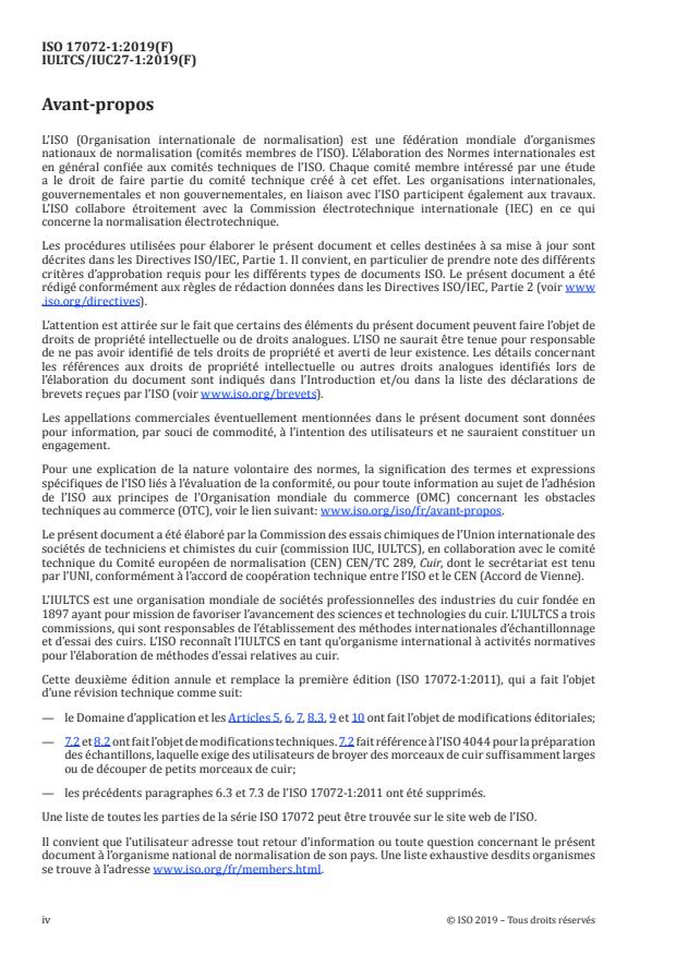 ISO 17072-1:2019 ISO 17072-1:2019 - Cuir -- Détermination chimique de la teneur en métal - Page 4 preview