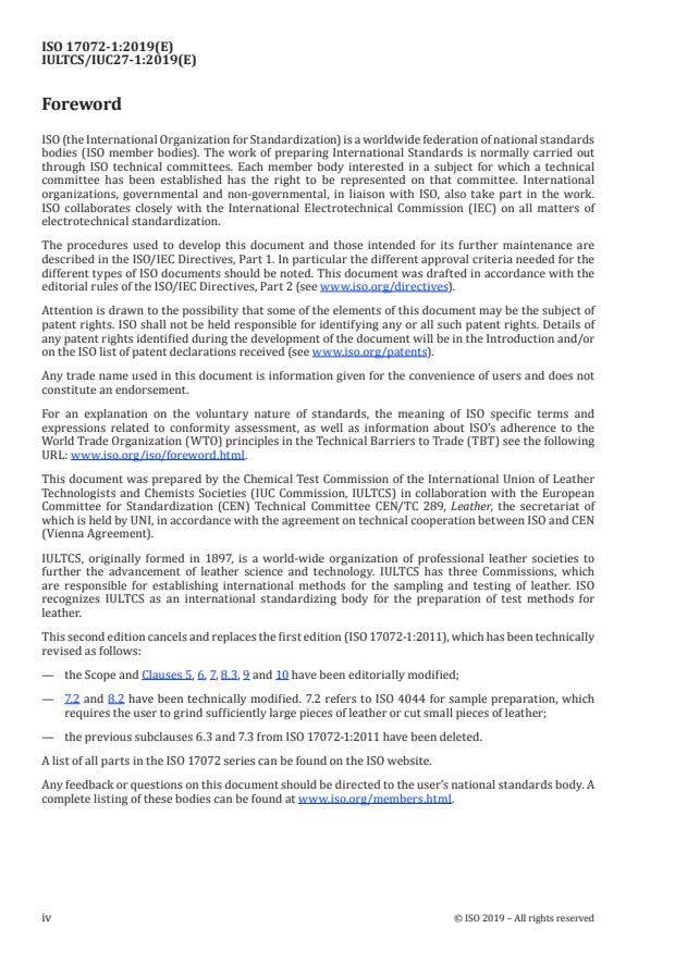 ISO 17072-1:2019 ISO 17072-1:2019 - Leather -- Chemical determination of metal content - Page 4 preview