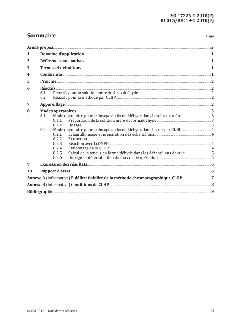 ISO 17226-1:2018 - Cuir  —  Dosage chimique du formaldéhyde — Partie 1: Méthode par chromatographie en phase liquide à haute performance
Released:12/21/2018