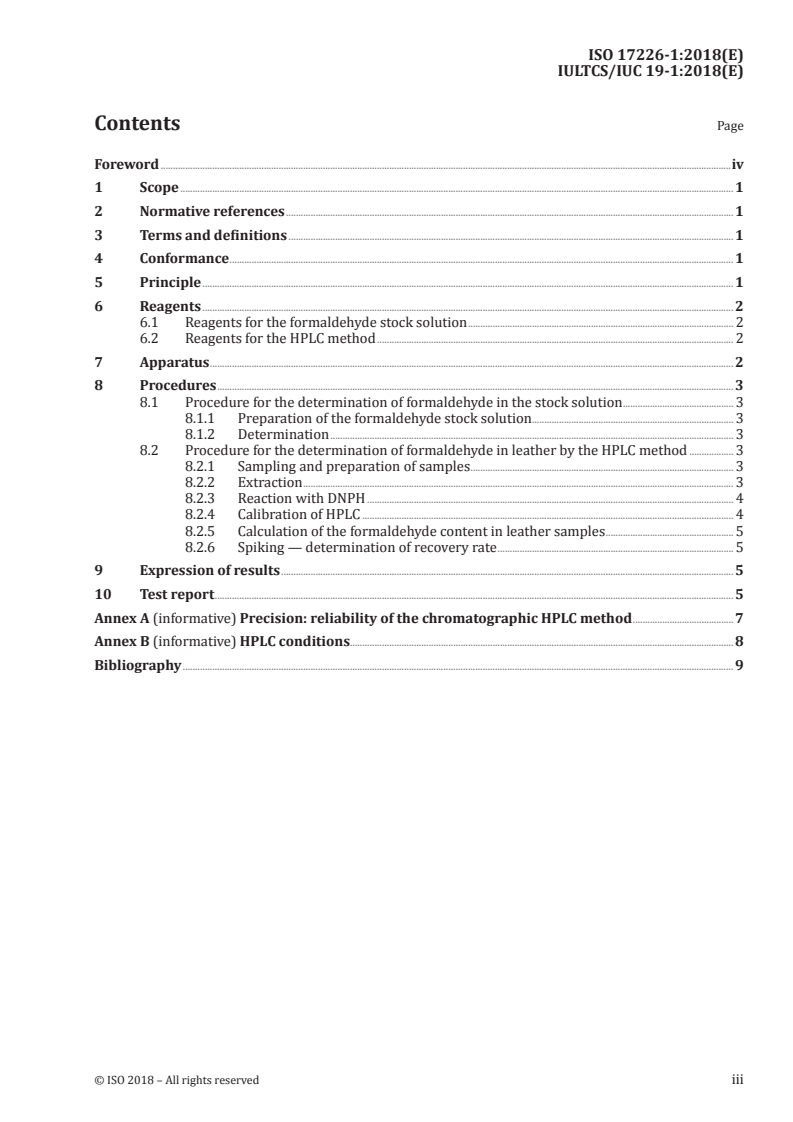 ISO 17226-1:2018 - Leather — Chemical determination of formaldehyde content — Part 1: Method using high performance liquid chromatography
Released:12/21/2018