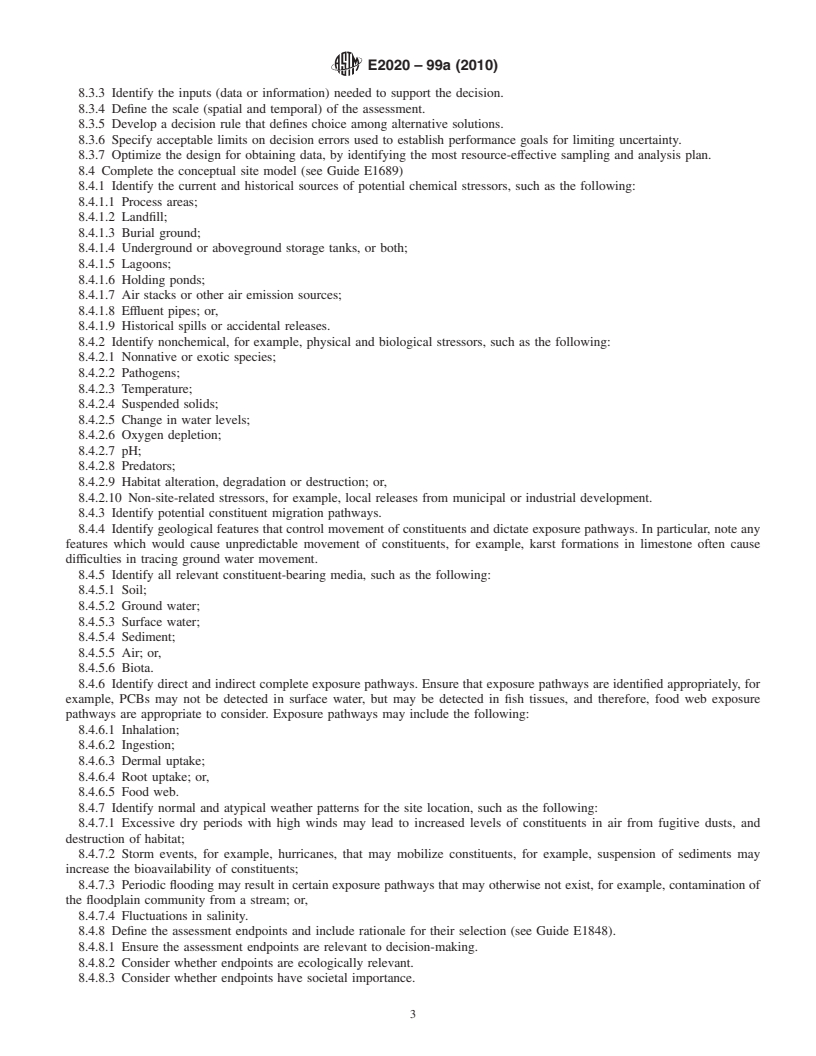 REDLINE ASTM E2020-99a(2010) - Standard Guide for Data and Information Options for Conducting an Ecological Risk Assessment at Contaminated Sites