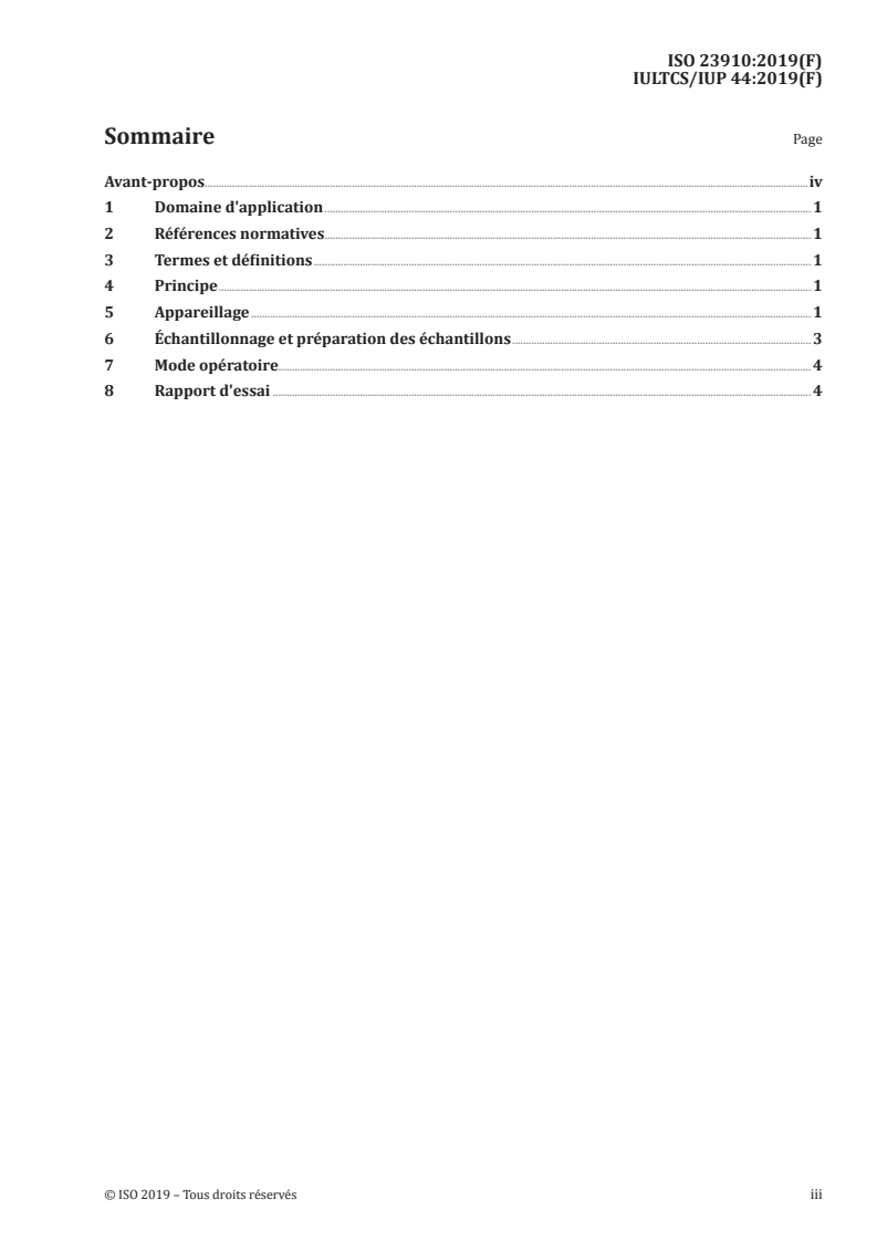 ISO 23910:2019 - Cuir — Essais physiques et mécaniques — Mesurage de la résistance à l'arrachement au point de couture
Released:6/7/2019