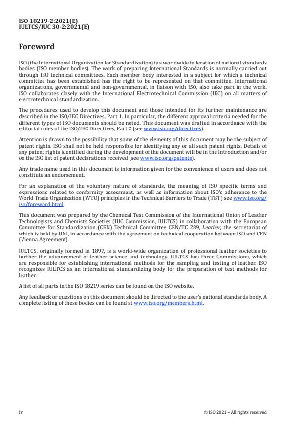 ISO 18219-2:2021 ISO 18219-2:2021 - Leather -- Determination of chlorinated hydrocarbons in leather - Page 4 preview