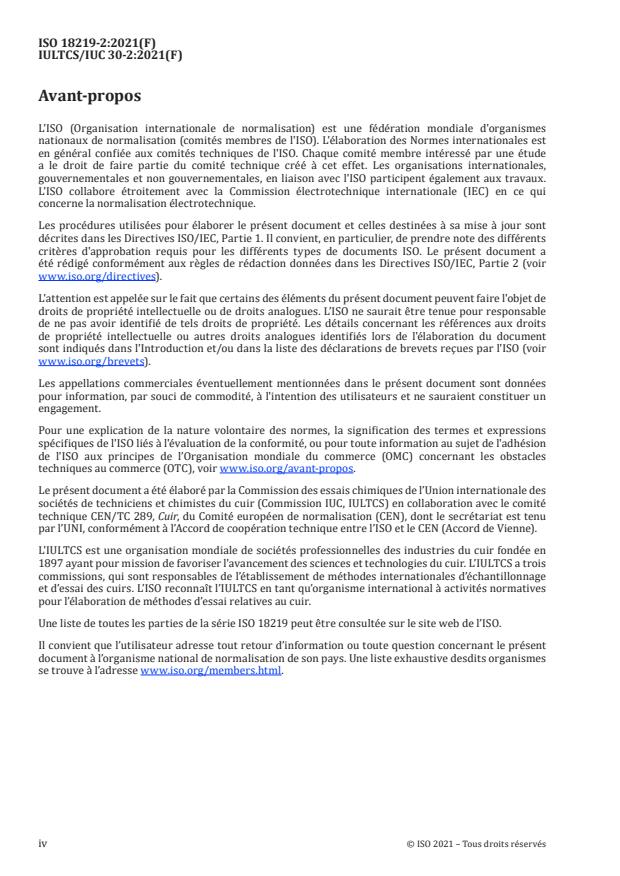 ISO 18219-2:2021 ISO 18219-2:2021 - Cuir -- Dosage des hydrocarbures chlorés dans le cuir - Page 4 preview