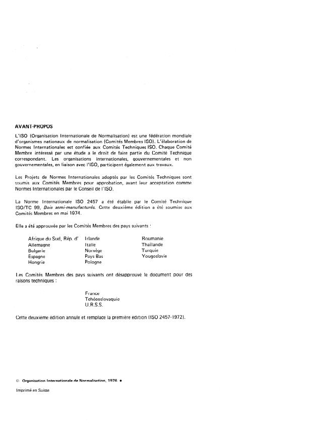 ISO 2457:1976 ISO 2457:1976 - Parquet en bois massif -- Classement des lames en hetre - Page 2 preview