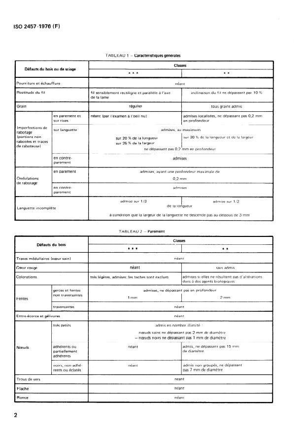 ISO 2457:1976 ISO 2457:1976 - Parquet en bois massif -- Classement des lames en hetre - Page 4 preview