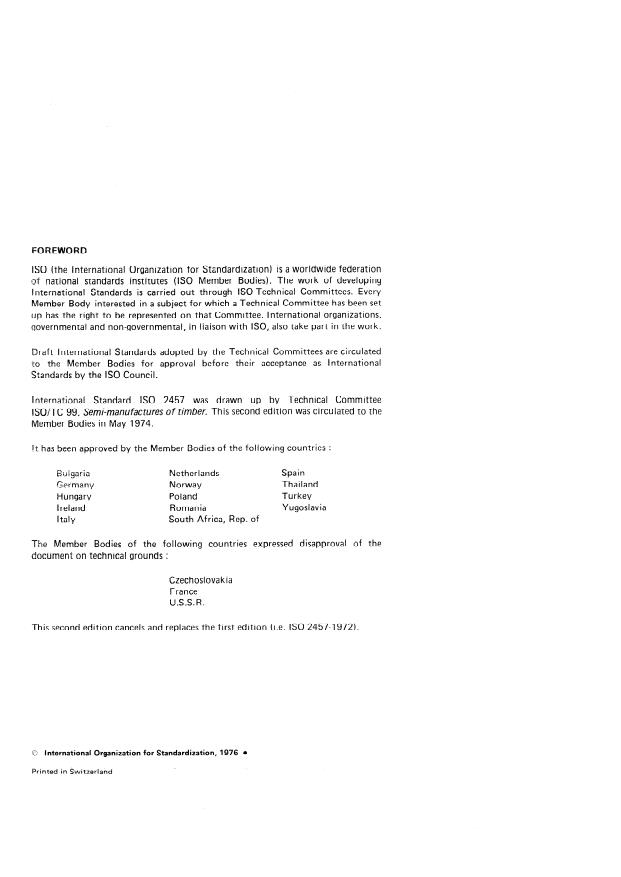 ISO 2457:1976 ISO 2457:1976 - Solid wood parquet -- Classification of beech strips - Page 2 preview