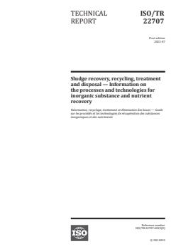 ISO/TR 22707:2023 ISO/TR 22707:2023 - Sludge recovery, recycling, treatment and disposal — Information on the processes and technologies for inorganic substance and nutrient recovery
Released:27. 07. 2023 - Page 1 preview