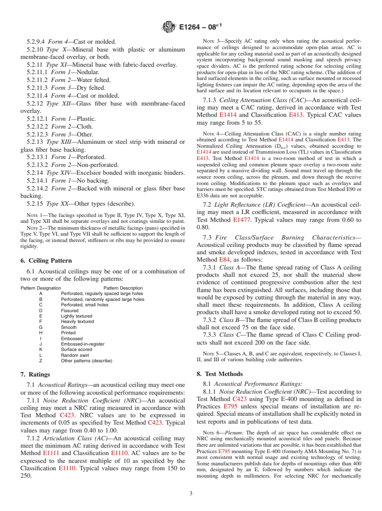 ASTM E1264-08e1 - Standard Classification for  Acoustical Ceiling Products