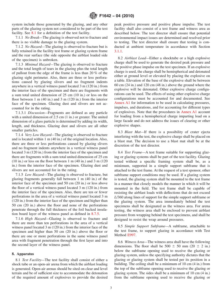 ASTM F1642-04(2010) - Standard Test Method for Glazing and Glazing Systems Subject to Airblast Loadings