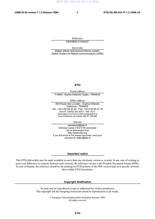 SIST EN 300 918 V7.1.2:2004 SIST EN 300 918 V7.1.2:2004 - Page 4 preview