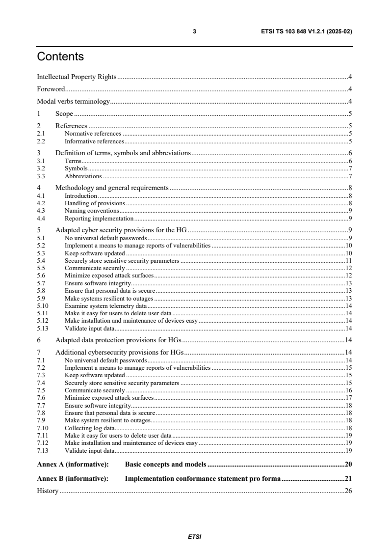 ETSI TS 103 848 V1.2.1 (2025-02) - Cyber Security for Home Gateways; Security Requirements as vertical from Consumer Internet of Things