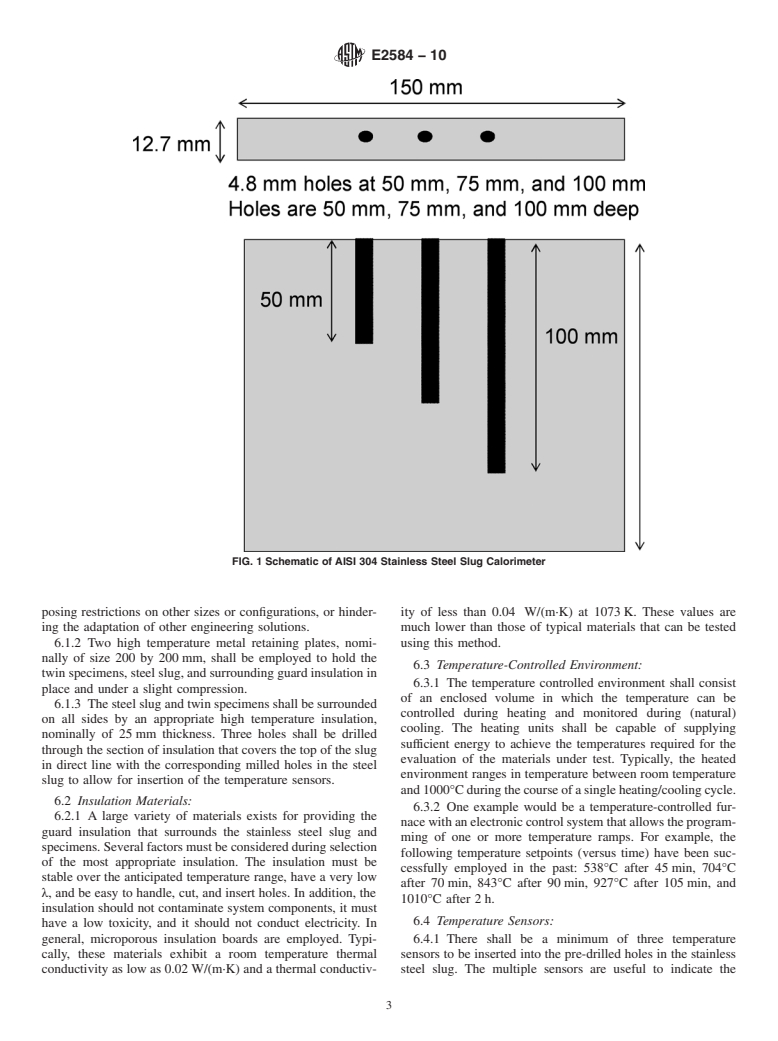 ASTM E2584-10 - Standard Practice for Thermal Conductivity of Materials Using a Thermal Capacitance (Slug) Calorimeter