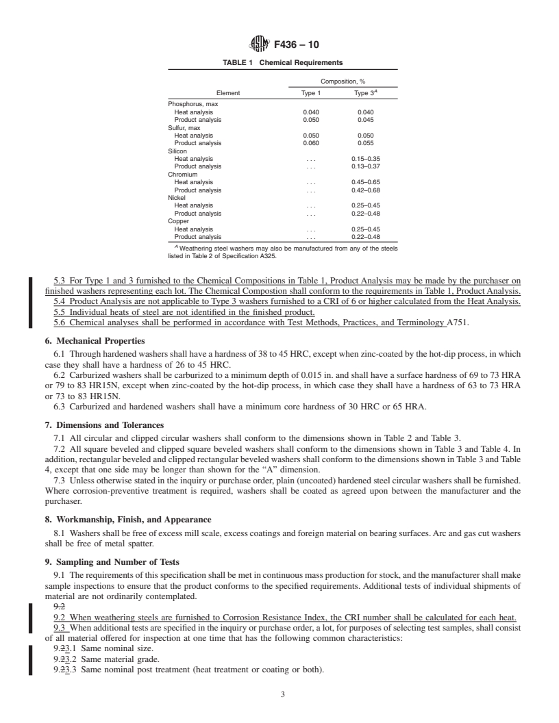 REDLINE ASTM F436-10 - Standard Specification for  Hardened Steel Washers