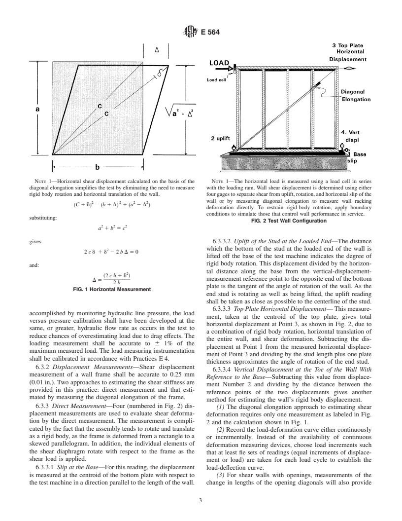 ASTM E564-00e1 - Standard Practice for Static Load Test for Shear Resistance of Framed Walls for Buildings