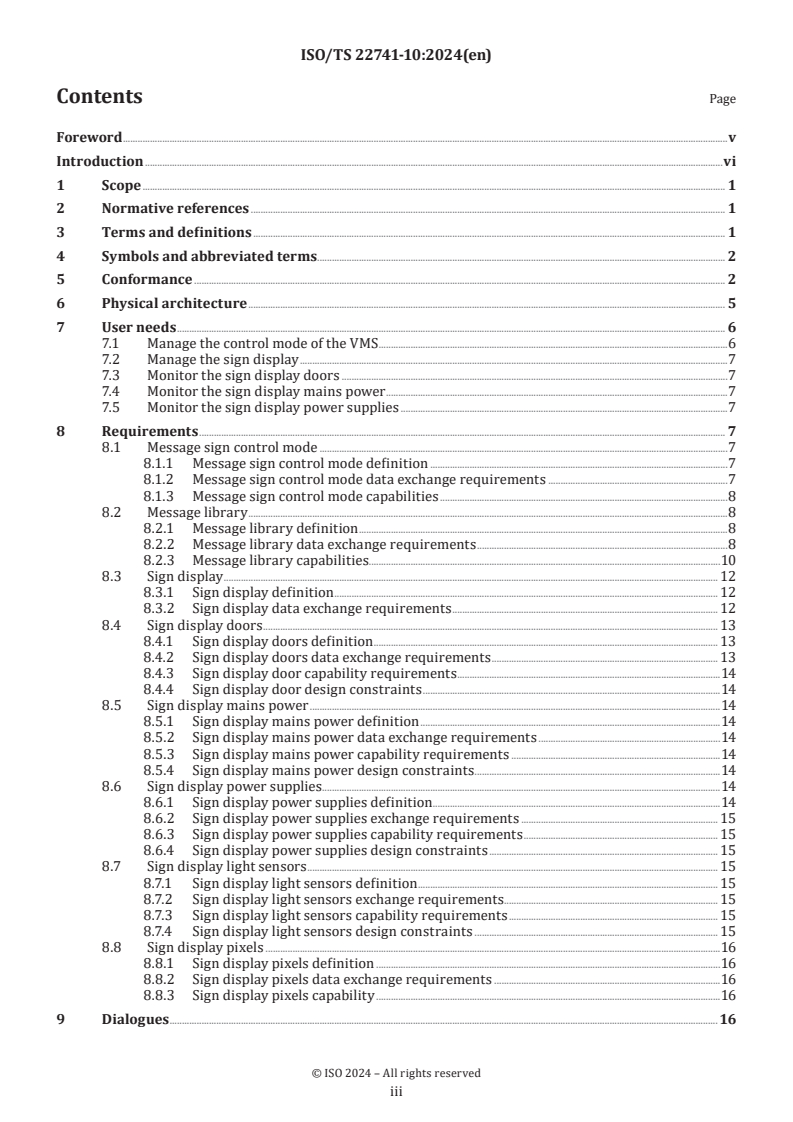 ISO/TS 22741-10:2024 - Intelligent transport systems — Roadside modules AP-DATEX data interface — Part 10: Variable message signs
Released:10/23/2024