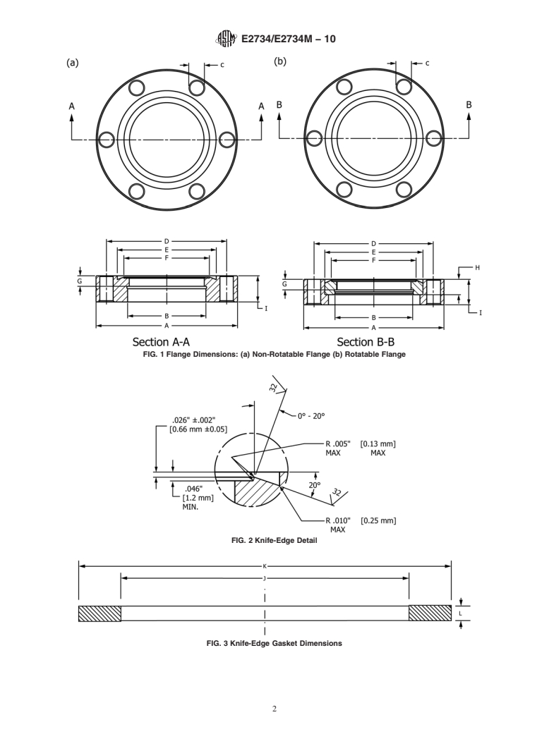 ASTM E2734/E2734M-10 - Standard Specification for Dimensions of Knife-Edge Flanges