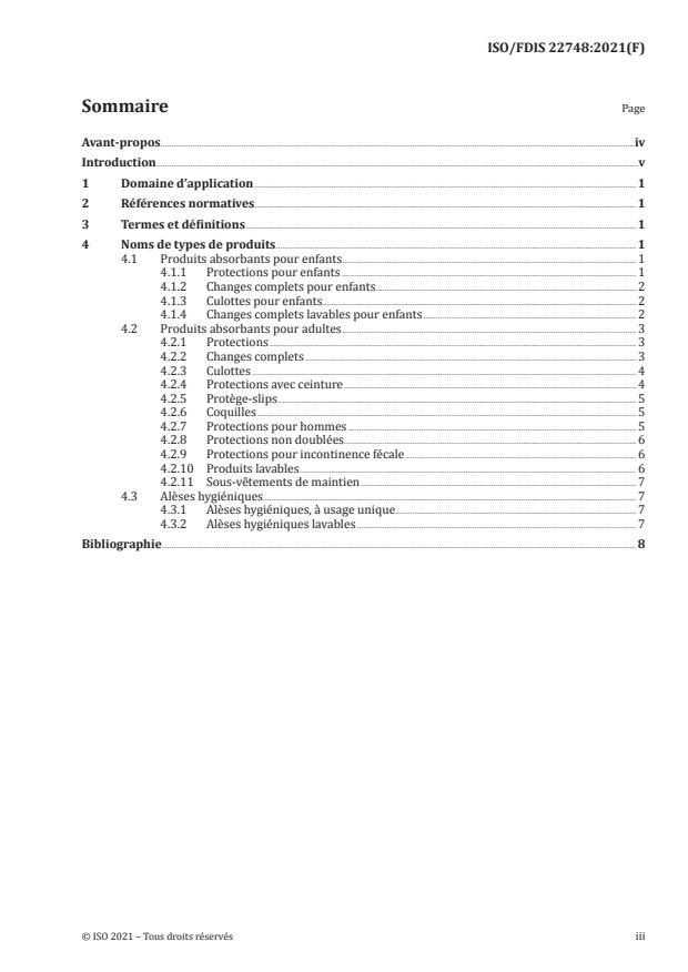 ISO/FDIS 22748:Version 18-apr-2021 - Produits d'incontinence pour l'absorption d'urine et/ou de matieres fécales -- Noms de types de produits et illustrations